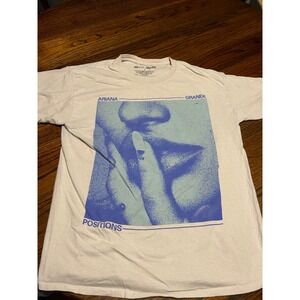 Ariana Grande Positions Album Merch Graphic T-Shirt Cream Blue Mens Large